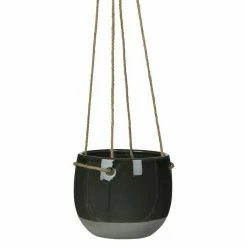 BAUHAUS Blumenampel Resa Außenmaß (Ø X H): 16,5 X 13,5 Cm, Keramik, Dunkelgrau, Glänzend