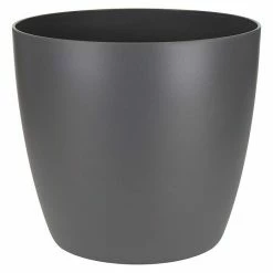 BAUHAUS Elho Brussels Übertopf Rund Mini Außenmaß (Ø X H): 13 X 12 Cm, Anthrazit, Kunststoff, Matt