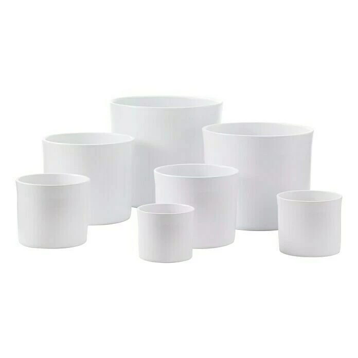 BAUHAUS SK Übertopf Rund Miami Außenmaß (Ø X H): 36 X 31 Cm, Weiß, Keramik, Matt – Bild 2