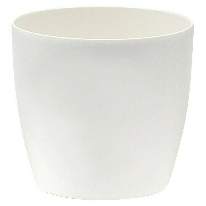 BAUHAUS Elho Brussels Diamond Übertopf Rund Außenmaß (Ø X H): 18 X 17 Cm, Weiß, Kunststoff, Glänzend