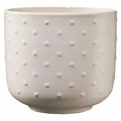 BAUHAUS Soendgen Keramik Übertopf Rund Baku Pearl Außenmaß (Ø X H): 16 X 14 Cm, Creme Rosa, Keramik, Glänzend