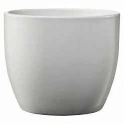 BAUHAUS Soendgen Keramik Übertopf Rund Basel Elegance Außenmaß (Ø X H): 16 X 15 Cm, Hellgrau, Keramik, Glänzend