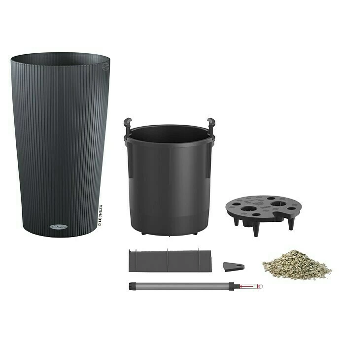 BAUHAUS Lechuza Color Pflanzsäule Rund Cilindro Außenmaß (Ø X H): 32 X 56 Cm, Kunststoff, Schiefergrau