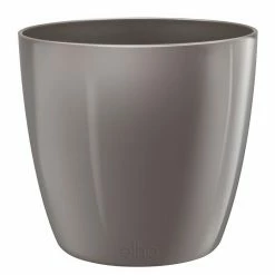 BAUHAUS Elho Brussels Diamond Übertopf Rund Außenmaß (Ø X H): 18 X 17 Cm, Oyster Pearl, Kunststoff, Glänzend