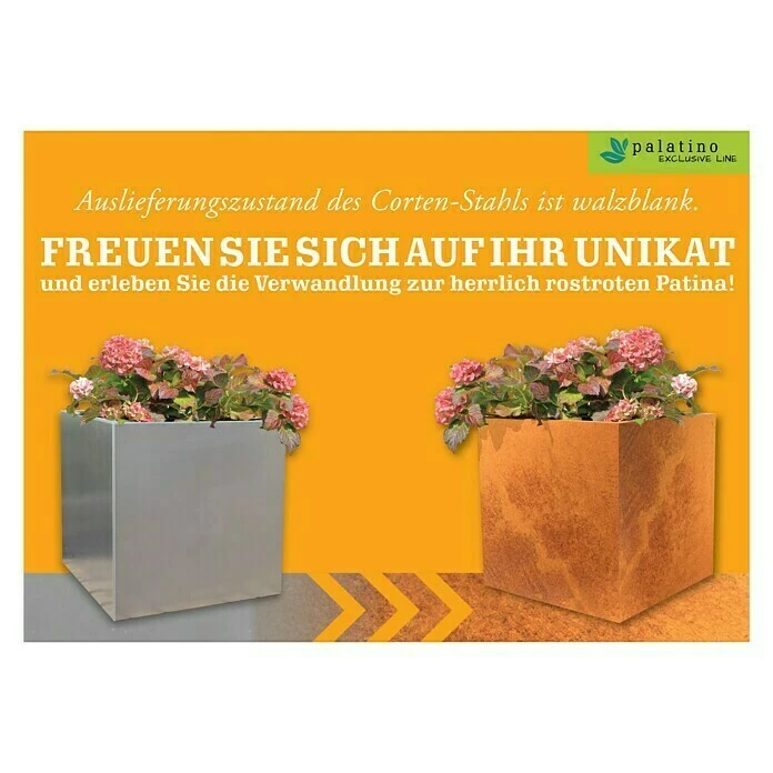 BAUHAUS Palatino Exlusive Line Pflanzkübel Eckig Nora 60 X 60 X 60 Cm, Cortenstahl, Rotbraun – Bild 5