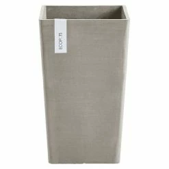 BAUHAUS Ecopots Pflanzsäule Eckig Rotterdam Medium Außenmaß (L X B X H): 30 X 30 X 50 Cm, Kunststoff, Taupe