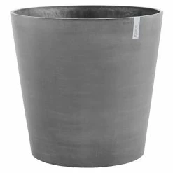 BAUHAUS Ecopots Amsterdam Pflanzkübel Rund Außenmaß (Ø X H): 56 X 60 Cm, Kunststoff, Grau, Ausstattung Pflanzgefäß: Rollen