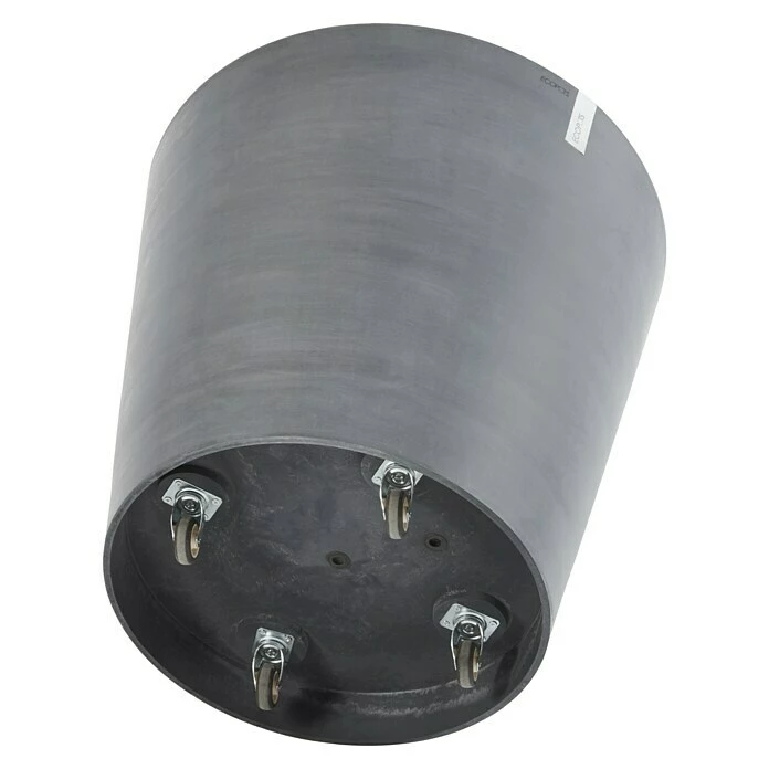 BAUHAUS Ecopots Amsterdam Pflanzkübel Rund Außenmaß (Ø X H): 56 X 60 Cm, Kunststoff, Grau, Ausstattung Pflanzgefäß: Rollen – Bild 3