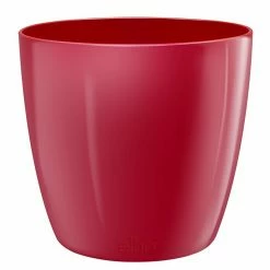 BAUHAUS Elho Brussels Diamond Übertopf Rund Außenmaß (Ø X H): 20 X 19 Cm, Lovely Red, Kunststoff, Glänzend
