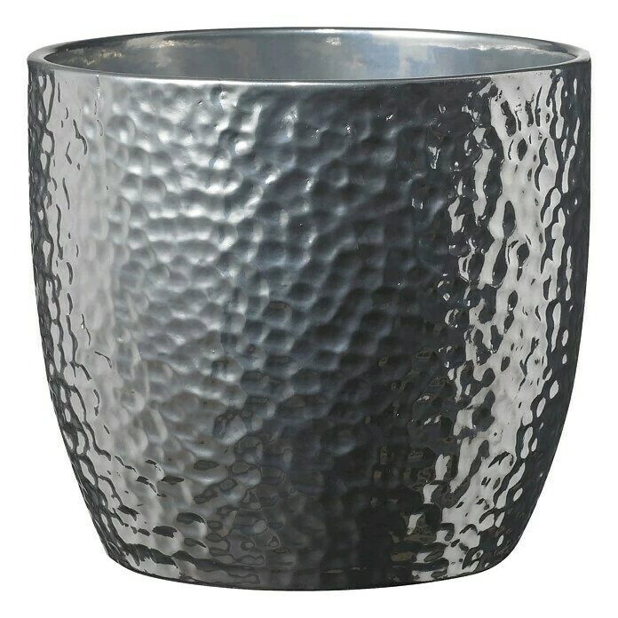 BAUHAUS SK Übertopf Rund Boston Außenmaß (Ø X H): 27 X 26 Cm, Silber, Keramik