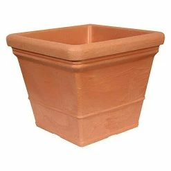 BAUHAUS Geli Pflanzkübel Eckig Parma Außenmaß (L X B X H): 50 X 50 X 43 Cm, Kunststoff, Terracotta