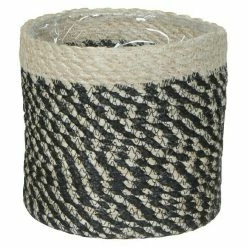 BAUHAUS Pflanzkorb Bonaparte Außenmaß (Ø X H): 14 X 14 Cm, Naturmaterialien, Schwarz/Weiß