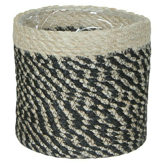 BAUHAUS Pflanzkorb Bonaparte Außenmaß (Ø X H): 14 X 14 Cm, Naturmaterialien, Schwarz/Weiß