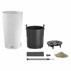 BAUHAUS Lechuza Color Pflanzsäule Rund Cilindro Außenmaß (Ø X H): 32 X 56 Cm, Kunststoff, Weiß