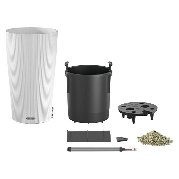 BAUHAUS Lechuza Color Pflanzsäule Rund Cilindro Außenmaß (Ø X H): 32 X 56 Cm, Kunststoff, Weiß
