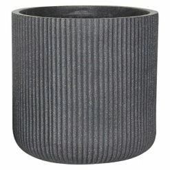 BAUHAUS Pflanztopf Vertical Stripe Außenmaß (Ø X H): 37 X 36,5 Cm, Verbundwerkstoff, Anthrazit