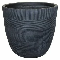 BAUHAUS A.H.G. Pflanztopf Stripes Außenmaß (Ø X H): 42 X 39 Cm, Verbundwerkstoff, Schwarz