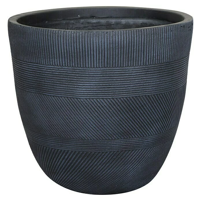 BAUHAUS A.H.G. Pflanztopf Stripes Außenmaß (Ø X H): 42 X 39 Cm, Verbundwerkstoff, Schwarz