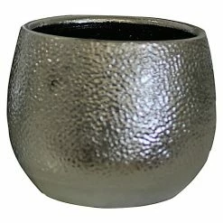 BAUHAUS A.H.G. Übertopf Rund Außenmaß (Ø X H): 34 X 31 Cm, Keramik, Silber, Matt