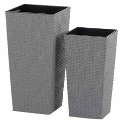 BAUHAUS Siena Garden Pflanzsäule Eckig Paris Eco 25 X 25 X 46 Cm, Kunststoff, Grau