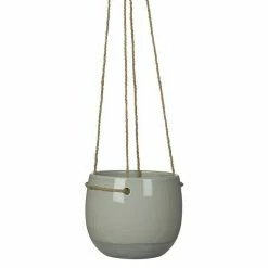 BAUHAUS Blumenampel Resa Außenmaß (Ø X H): 16,5 X 13,5 Cm, Keramik, Hellgrau, Glänzend