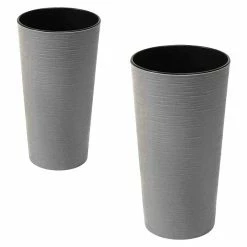 BAUHAUS Siena Garden Pflanzsäule Rund Set Locon Eco 1 X Pflanzsäule Ø30 X 57 Cm, 1 X Pflanzsäule Ø25 X 46,5 Cm, Kunststoff, Grau