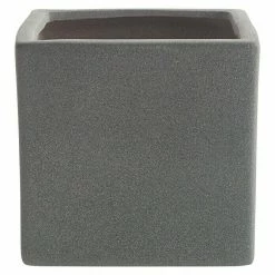 BAUHAUS SK Übertopf Eckig Latina Nature Außenmaß (L X B X H): 8 X 8 X 7 Cm, Keramik, Dunkelgrau, Steinoptik