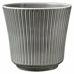 BAUHAUS Soendgen Keramik Übertopf Rund Delphi Außenmaß (Ø X H): 12 X 11 Cm, Grau, Keramik, Glänzend