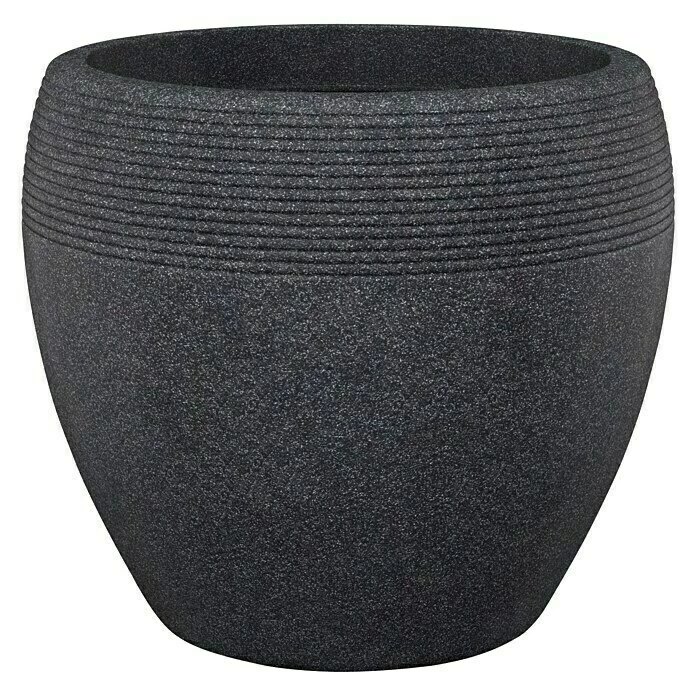 BAUHAUS Scheurich Pflanztopf Lineo Außenmaß (Ø X H): 40 X 32,7 Cm, Kunststoff, Schwarz