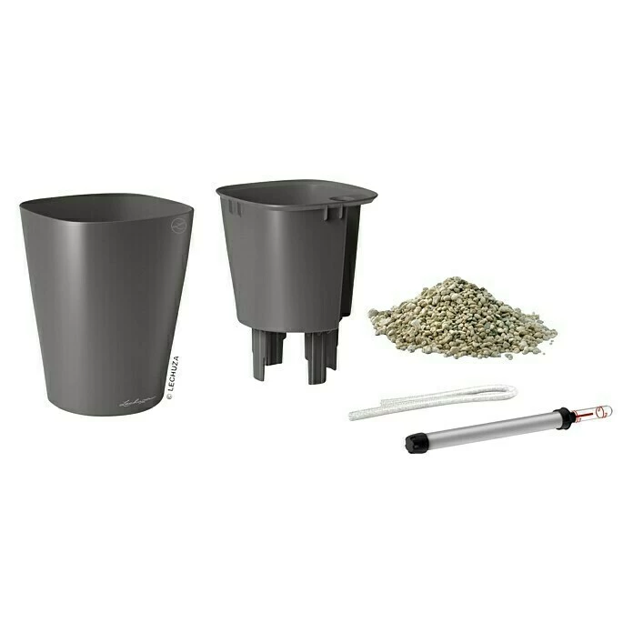 BAUHAUS Lechuza Pflanztopf Delta Außenmaß (Ø X H): 15 X 19 Cm, Kunststoff, Anthrazit – Bild 2