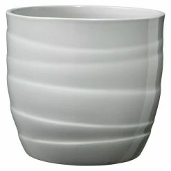BAUHAUS SK Barletta Übertopf Rund Außenmaß (Ø X H): 21 X 20 Cm, Hellgrau, Glänzend