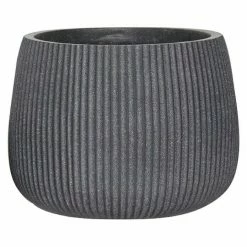 BAUHAUS Pflanztopf Vertical Stripe Außenmaß (Ø X H): 34,5 X 24 Cm, Verbundwerkstoff, Anthrazit