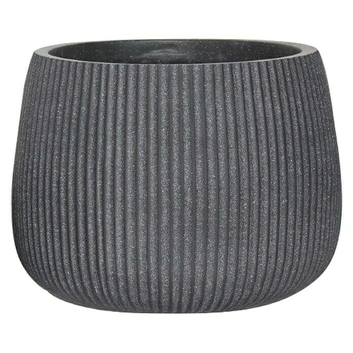 BAUHAUS Pflanztopf Vertical Stripe Außenmaß (Ø X H): 34,5 X 24 Cm, Verbundwerkstoff, Anthrazit