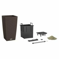 BAUHAUS Lechuza Cottage Pflanzsäule Eckig Cubico Außenmaß (L X B X H): 30 X 30 X 56 Cm, Kunststoff, Mokka