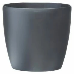 BAUHAUS Elho Brussels Übertopf Rund Außenmaß (Ø X H): 16 X 15 Cm, Anthrazit, Glänzend