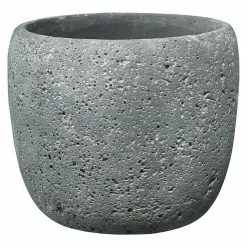 BAUHAUS SK Übertopf Rund Bettona Außenmaß (Ø X H): 19 X 16 Cm, Dunkelgrau/Zement