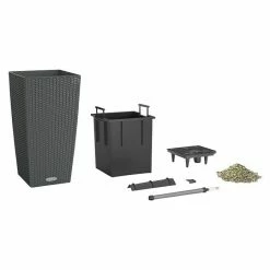 BAUHAUS Lechuza Cottage Pflanzsäule Eckig Cubico Außenmaß (L X B X H): 30 X 30 X 56 Cm, Kunststoff, Granit