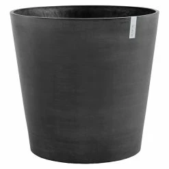 BAUHAUS Ecopots Amsterdam Pflanzkübel Rund Außenmaß (Ø X H): 56 X 60 Cm, Kunststoff, Dunkelgrau, Ausstattung Pflanzgefäß: Rollen