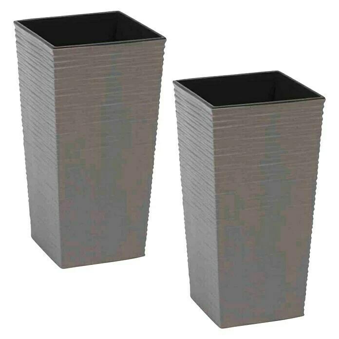 BAUHAUS Siena Garden Pflanzsäule Eckig Set Nizza Eco 2 X Pflanzsäule 30 X 30 X 57 Cm, Kunststoff, Grau