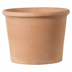 BAUHAUS Deroma White Garden Pflanzkübel Rund Cilindro Bordato Außenmaß (Ø X H): 33,6 X 25,3 Cm, Naturmaterialien, Tonweiß