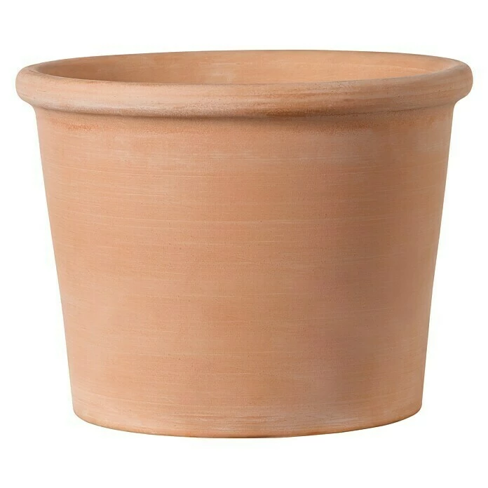 BAUHAUS Deroma White Garden Pflanzkübel Rund Cilindro Bordato Außenmaß (Ø X H): 33,6 X 25,3 Cm, Naturmaterialien, Tonweiß