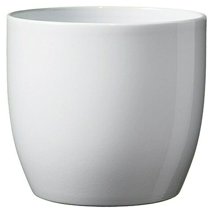 BAUHAUS SK Übertopf Rund Basel Full Colore Außenmaß (Ø X H): 14 X 13 Cm, Weiß, Keramik, Glänzend