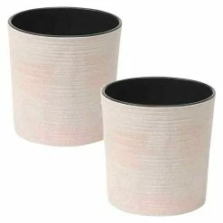 BAUHAUS Siena Garden Pflanztopf Set Lens Eco 2 X Pflanztopf Ø25 X 25,5 Cm, Kunststoff, Cremeweiß