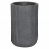 BAUHAUS Pflanztopf Vertical Stripe Außenmaß (Ø X H): 37,5 X 55,5 Cm, Verbundwerkstoff, Anthrazit