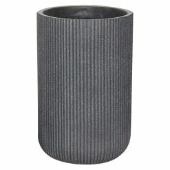 BAUHAUS Pflanztopf Vertical Stripe Außenmaß (Ø X H): 37,5 X 55,5 Cm, Verbundwerkstoff, Anthrazit