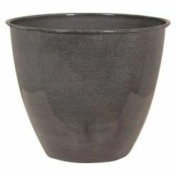 BAUHAUS Übertopf Rund Ø X H: 26 X 33 Cm, Metall, Anthrazit