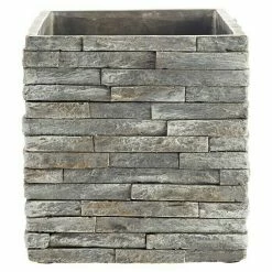 BAUHAUS SK Latina Übertopf Eckig Stonewall Außenmaß (L X B X H): 13 X 13 X 13 Cm, Keramik, Sandgrau, Steinoptik
