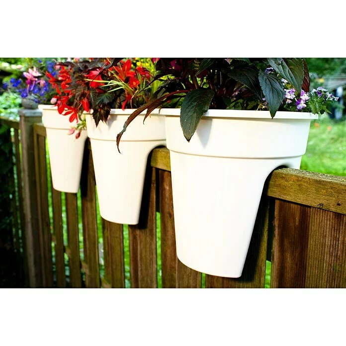 BAUHAUS KHW Geländertopf Flowerclip Außenmaß (Ø X H): 27 X 27,5 Cm, Kunststoff, Weiß – Bild 5