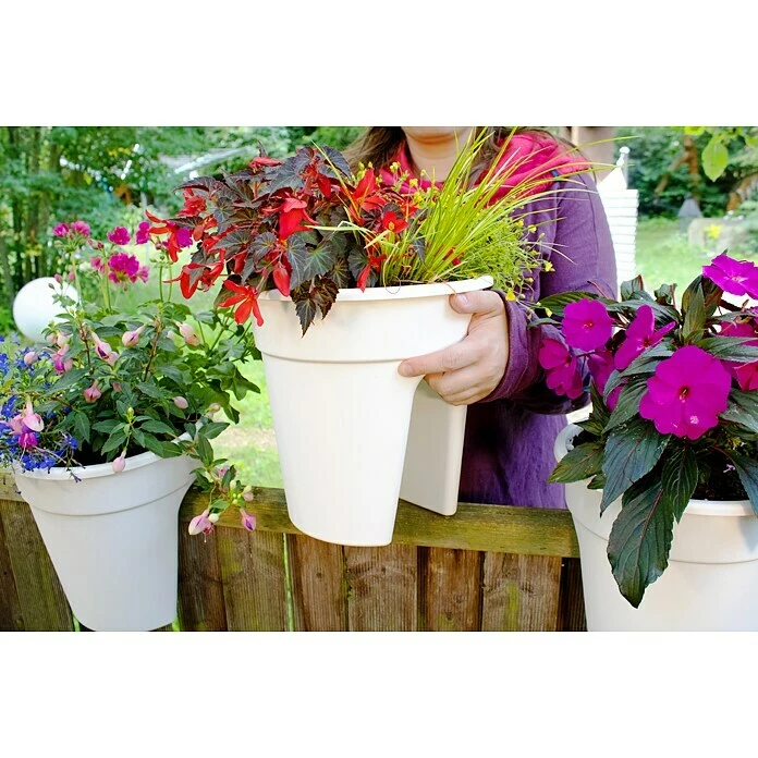 BAUHAUS KHW Geländertopf Flowerclip Außenmaß (Ø X H): 27 X 27,5 Cm, Kunststoff, Weiß – Bild 6