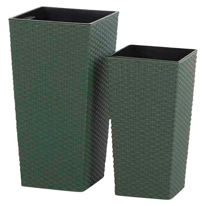 BAUHAUS Siena Garden Pflanzsäule Eckig Set Paris Eco 1 X Pflanzsäule 25 X 25 X 46,5 Cm, 1 X Pflanzsäule 30 X 30 X 57 Cm, Kunststoff, Grün